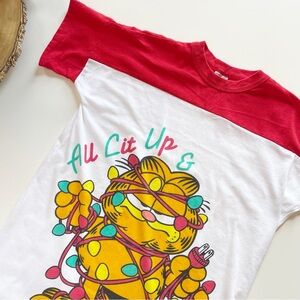 Vintage 1978 Garfield Christmas Light Sleep Shirt | One Size